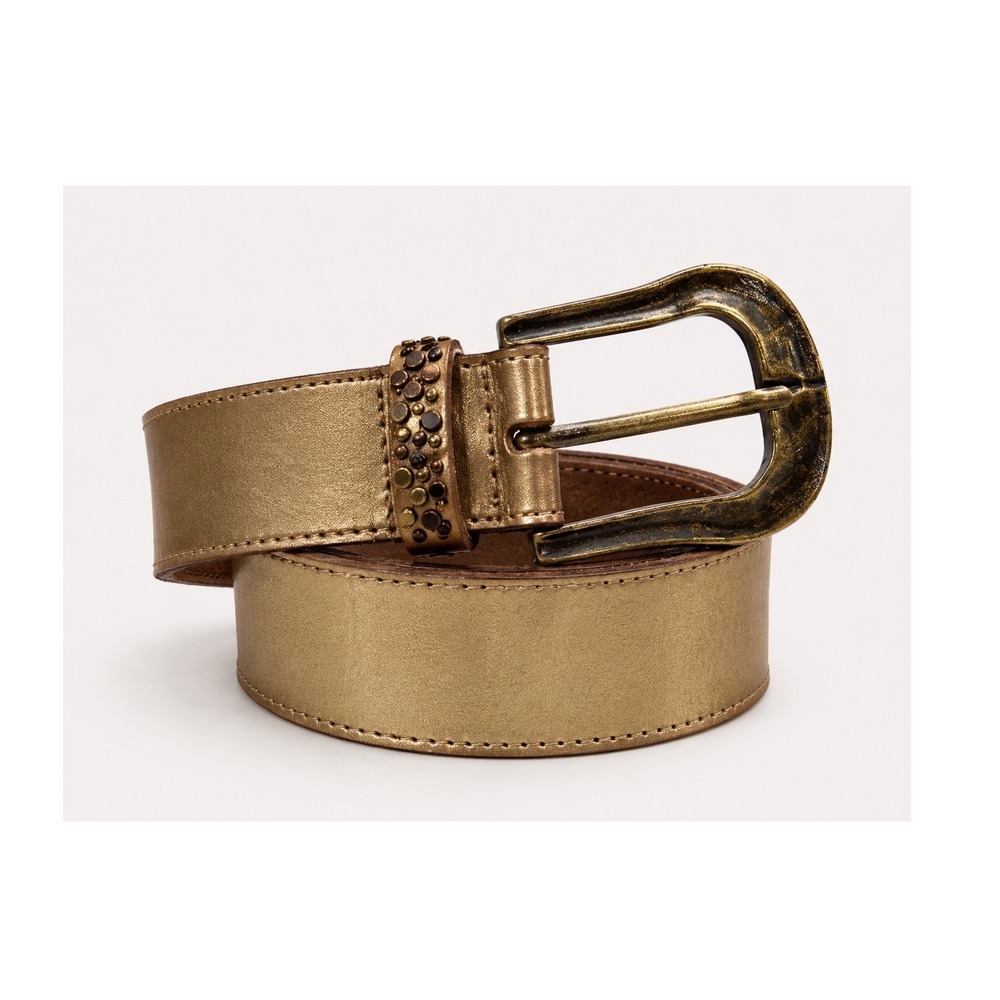 Joe's Jeans Metallic Gold Leather Studded Belt Boho Western Medium